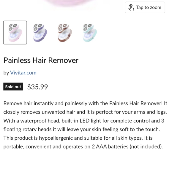 Vivitar Simply Beautiful Silky Smooth Painless Electric Hair Remover w LED Light - Picture 9 of 10